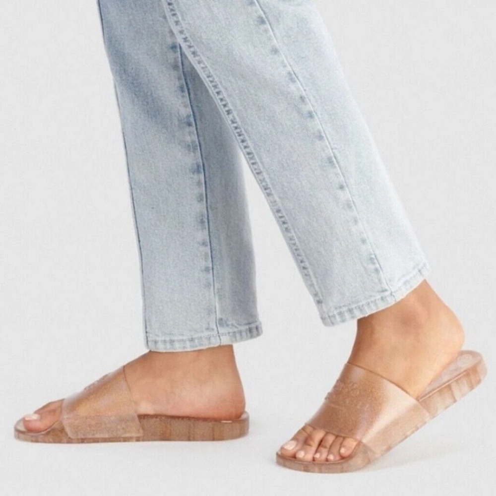 Coach | Ulyssa Glitter Jelly Pool Slide Sandals in Gold Brown